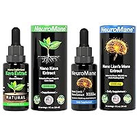 Potent Nano Kava & Lions Mane Extracts Bundle | Organic Nano Formula | Ultra Clear Drops | Brain Supplement for Memory and Focus | Nano Particles for Instant Absorption | for Adults | 1 Fl oz
