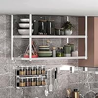 Pot and Pan Rack for Ceiling — Wall Shelf Wine Holder Display Shelves Storage Rack Flower Stand — Multi-Purpose Organizer for Home Restaurant Kitchen Cookware Utensils Books (Size