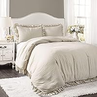 Lush Decor Reyna Ruffle Comforter Set - 3 Piece Cozy Ruffled Bedding Set - Timeless Elegance and Comfort for Bedroom - King, Wheat