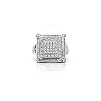 NATALIA DRAKE 1 Cttw Diamond Ring for Women in Rhodium Plated 925 Sterling Silver Color Square Statement Jewelry
