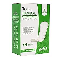 Veeda Daily Natural Premium Incontinence and Postpartum Feminine Panty Liners for Women, Unscented, Ultra Thin Pantiliners, Lite Long Absorbency, Long Length, 16 Count