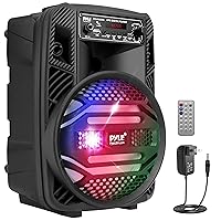 Portable Bluetooth PA Speaker System - 300W Rechargeable Outdoor Bluetooth Speaker Portable PA System w/ 8” Subwoofer 1” Tweeter, Microphone In, Party Lights, MP3/USB, Radio, Remote -PPHP835B