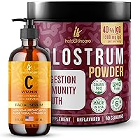 InstaSkincare Vitamin C Serum 8Oz - Bovine Colostrum Powder 40% IgG 3.17 OZ