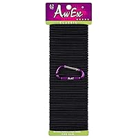 AwEx Black Hair Elastics for THIN Hair -62 PCS,0.12 inch (3 mm) Thick, 5.5 inches(140 mm) Long - Regular Hair Ties -No Metal - Hair Bands for FINE Hair