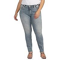 Silver Jeans Co. Women's Plus Size Suki Mid Rise Curvy Fit Straight Leg Jeans