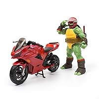 The Loyal Subjects Teenage Mutant Ninja Turtles BST AXN IDW Raphael 5-inch Action Figure with Metallic 'Candy Coat' Sport Bike & Glow in The Dark Features
