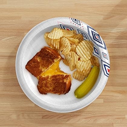 Dixie Paper Plates, 10 1/16 inch, Dinner Size Printed Disposable Plate, 44 Count (Pack of 5) , Packaging and Design May Vary