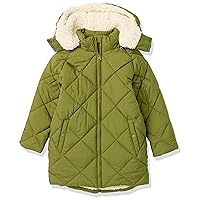 Amazon Essentials Girls and Toddlers' Long Quilted Cocoon Puffer Coat