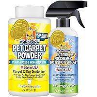 Bodhi Dog Pet Carpet Powder - Fresh Linen 20oz + Bitter 2 in 1 No Chew & Hot Spot Spray 17oz Bundle
