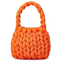 Women's Knit Clutch Bag Handmade Woven Polyeater Knit Satchel Purse Handbag Shoulder Solid Color Bag