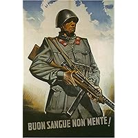 Buon Sangue Non Mente! Vintage Italian World War Two WW2 WWII Military Propaganda Poster