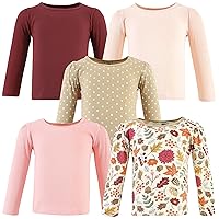 Hudson Baby Unisex Baby Thermal Long Sleeve Tees 5pk, Acorn Botanical, 3T