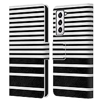 Head Case Designs Black and White Dynamic Stripes Leather Book Wallet Case Cover Compatible with Samsung Galaxy S21 FE 5G