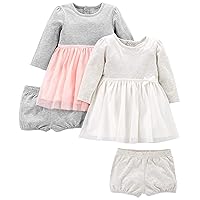 baby-girls 2-pack Long-sleeve Dress Set With Bloomers