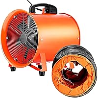 VEVOR 10 Inch Portable Ventilator Fan, High Velocity, Low Noise, 2700m3/h Air Flow, 320W Power, 295Pa Pressure, with 5M Duct Hose, Orange