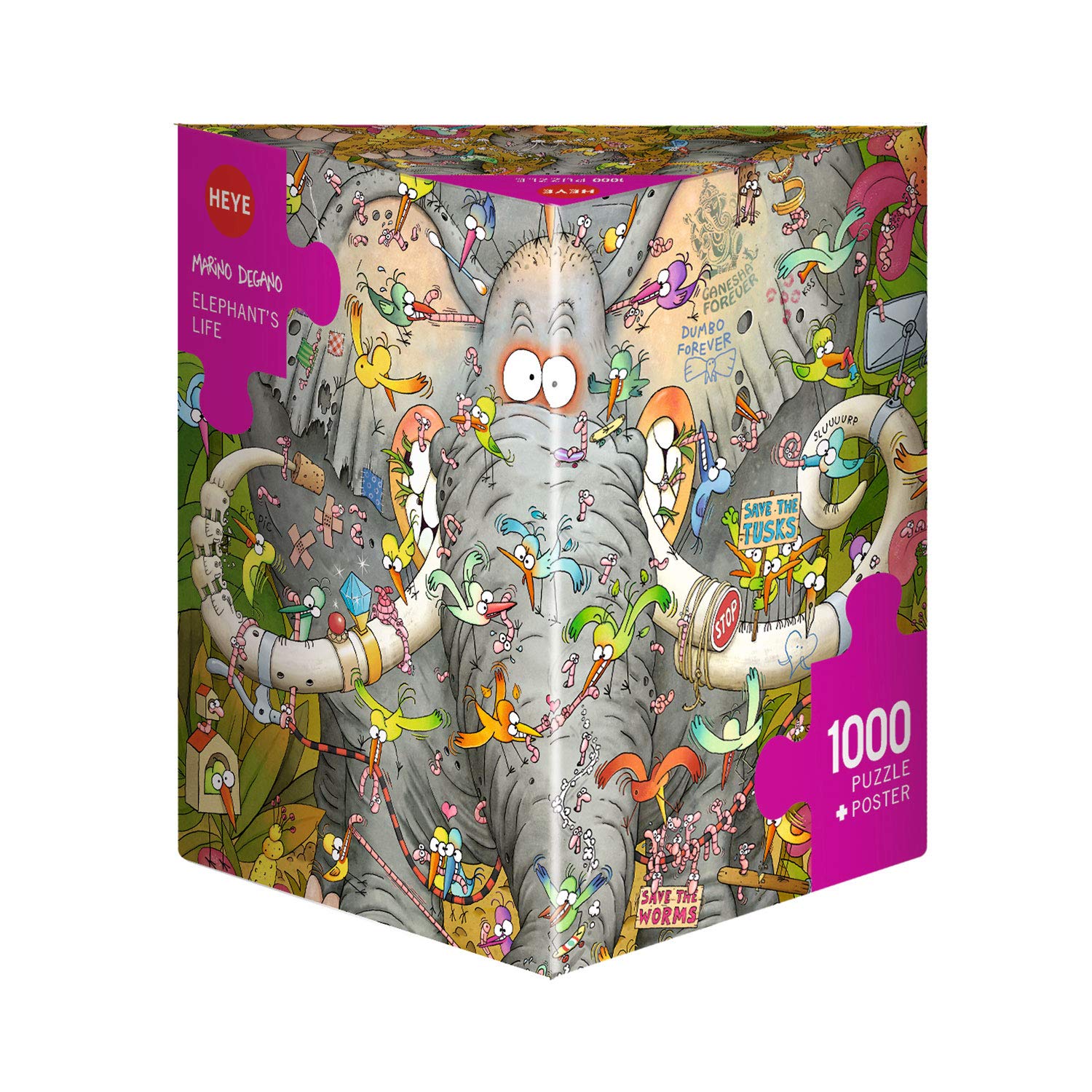 Heye Jigsaw Puzzle - Triangular 1000 Piece - Elephant's Life, Degano