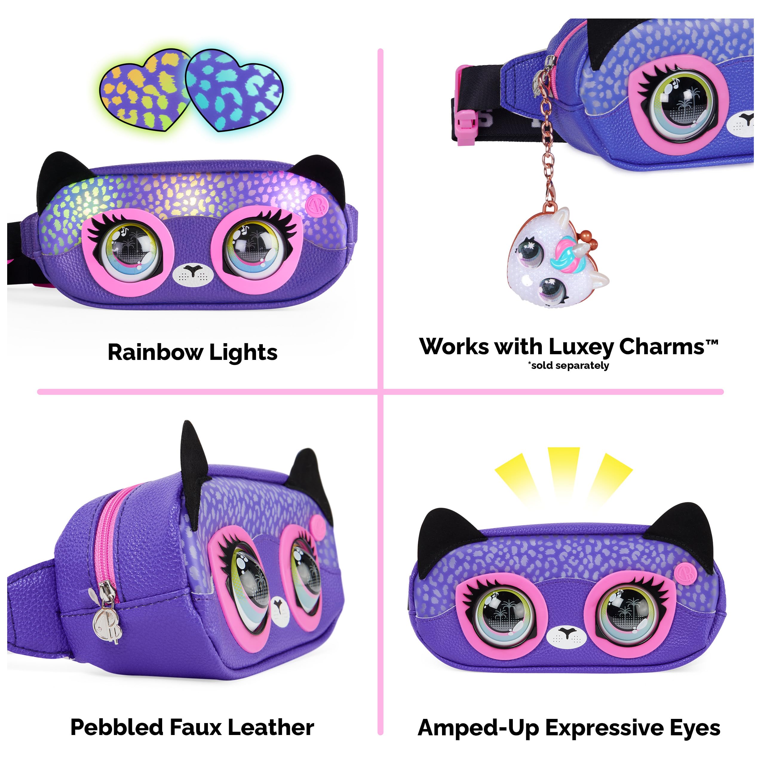 Purse Pets - Cheetah Fanny Pack - Interactive Companion Belt Bag - Interactive Animal with 30 Rainbow Reactions & Light Effects - 5 Songs to Discover - Toy for Children Ages 5+