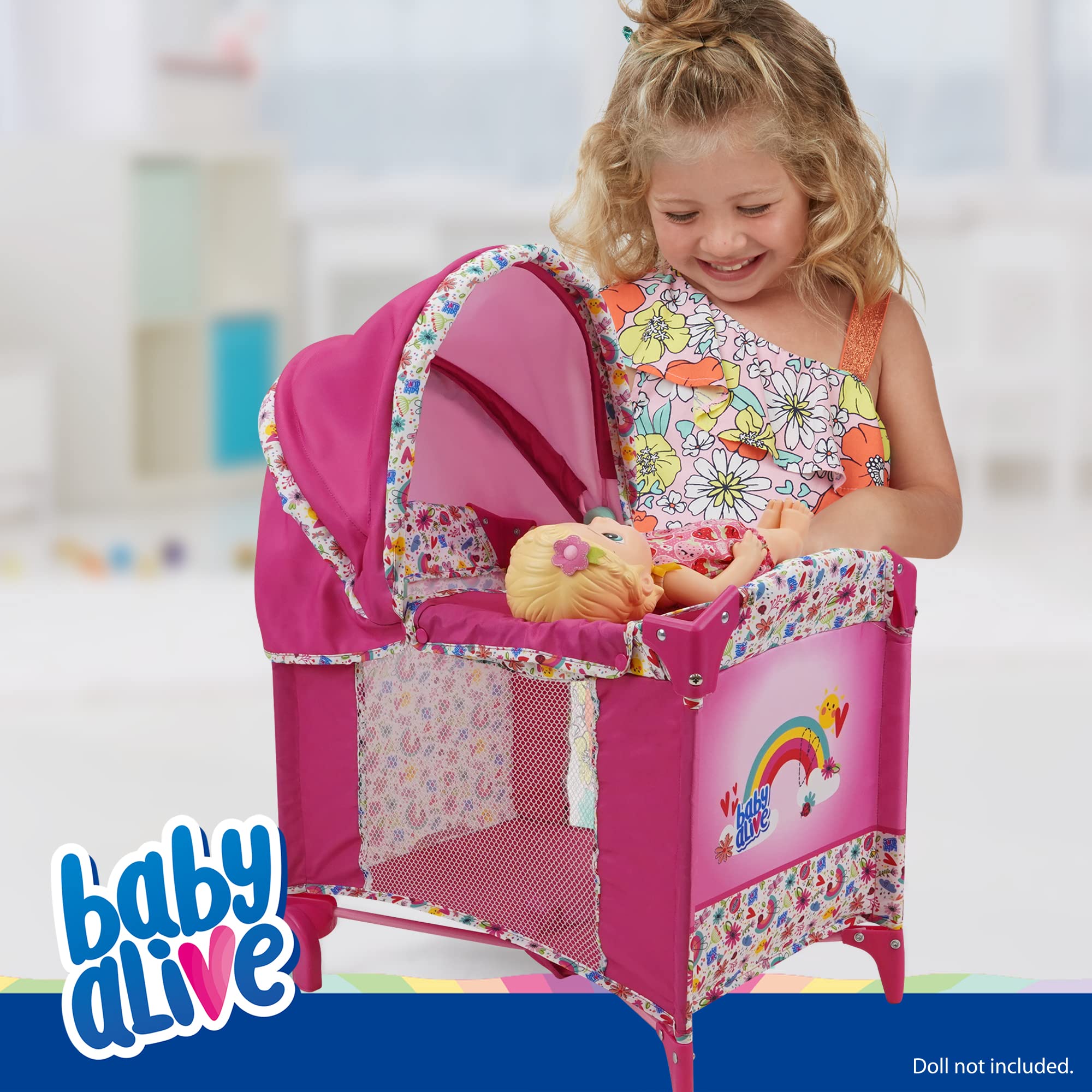 Baby Alive: Deluxe Doll Play Yard - Pink & Rainbow - Fits Dolls Up to 18