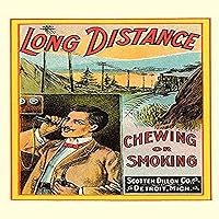 Retail package of tobacco for pipe of chewing sold under the brand Long Distance The image is to convey the idea of how long lasting the tobacco is You could take a long ride on a train or spend a l