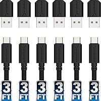 SABRENT [6 Pack 22AWG Premium 3ft USB C to USB A 2.0 Sync and Charge Cables [Black] (CB-C6X3)