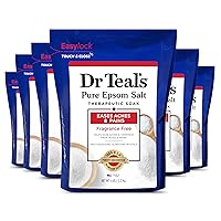 Dr Teal's Pure Epsom Salt Therapeutic Soak, Fragrance Free, 6 lbs (Pack of 6)