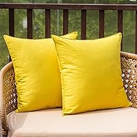 NiNi ALL Outdoor Waterproof Throw Pillow Covers Set of 2 Decorative Farmhouse Garden Pillowcase Solid Cushion Cases for Patio Tent Couch 16x16 inch Yellow