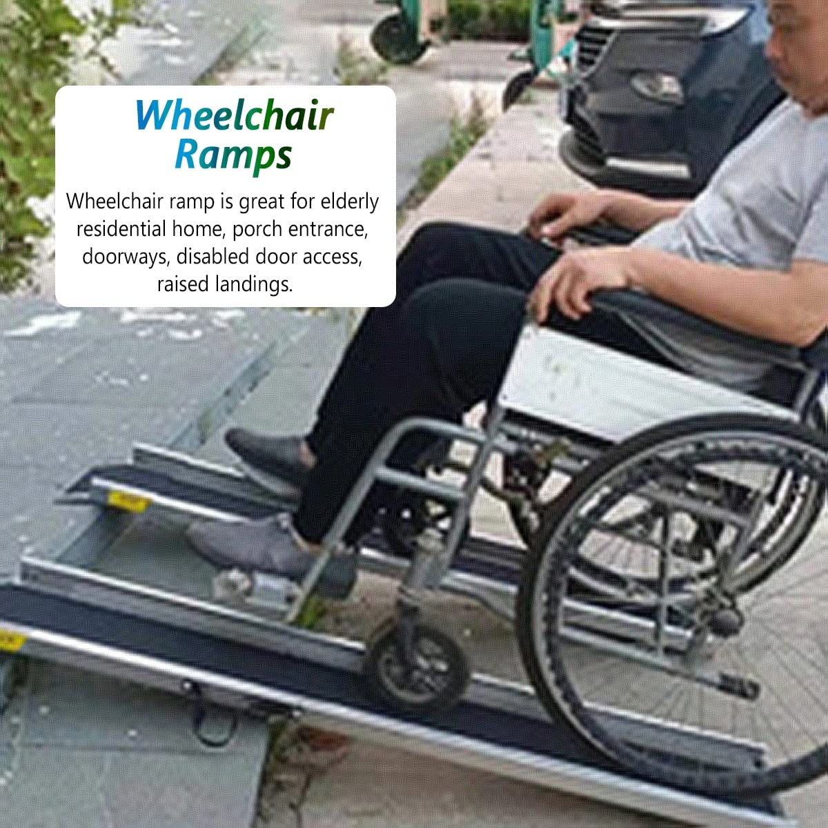 LAJUU Trolleys,Lightweight Curb Ramps 15Cm/ 25Cm Rise, Wheelchair Threshold Ramp for Steps Stairs Doorway, Handtruck Trolleys Bicycles Scooter Ramp/60Cm Long