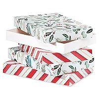 Papyrus Gift Boxes with Lids for Christmas, Hanukkah, and All Holidays, Red Holly (4 Boxes)