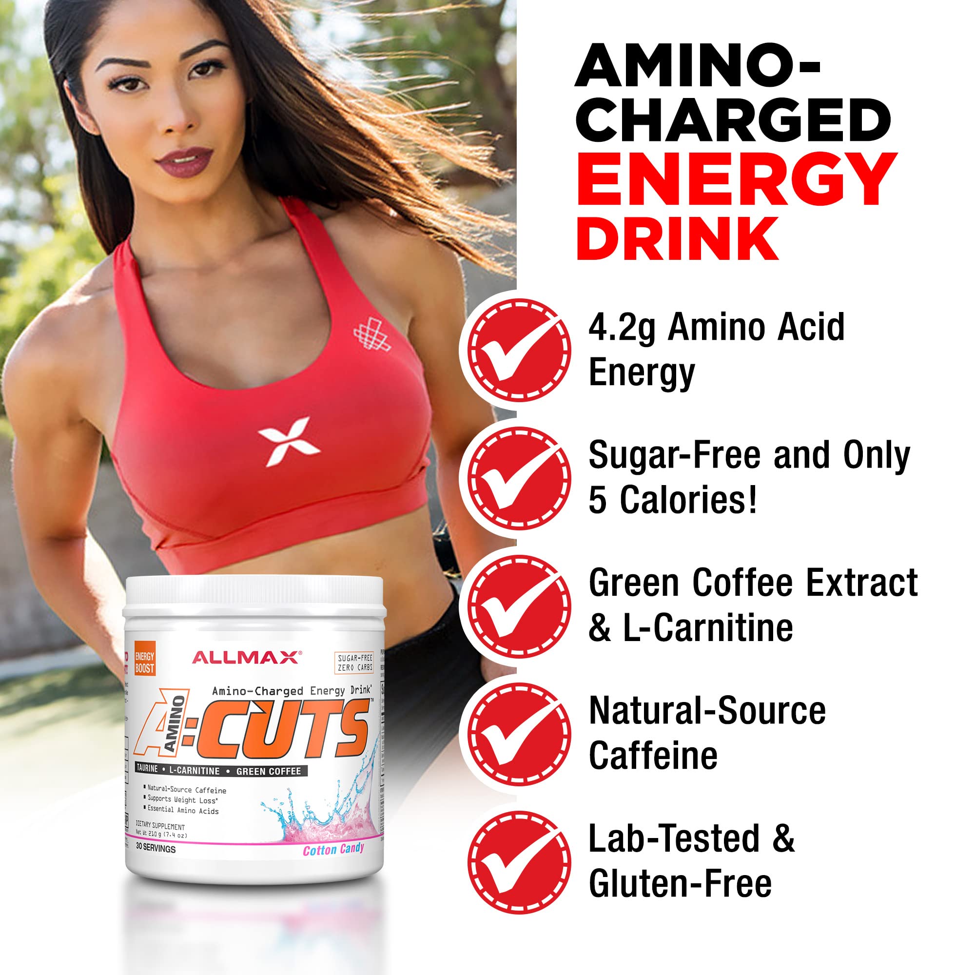 ALLMAX Nutrition AMINOCUTS (ACUTS), Amino-Charged Energy Drink with Taurine, L-Carnitine, Green Coffee Bean Extract, Pina Colada, 30 Servings