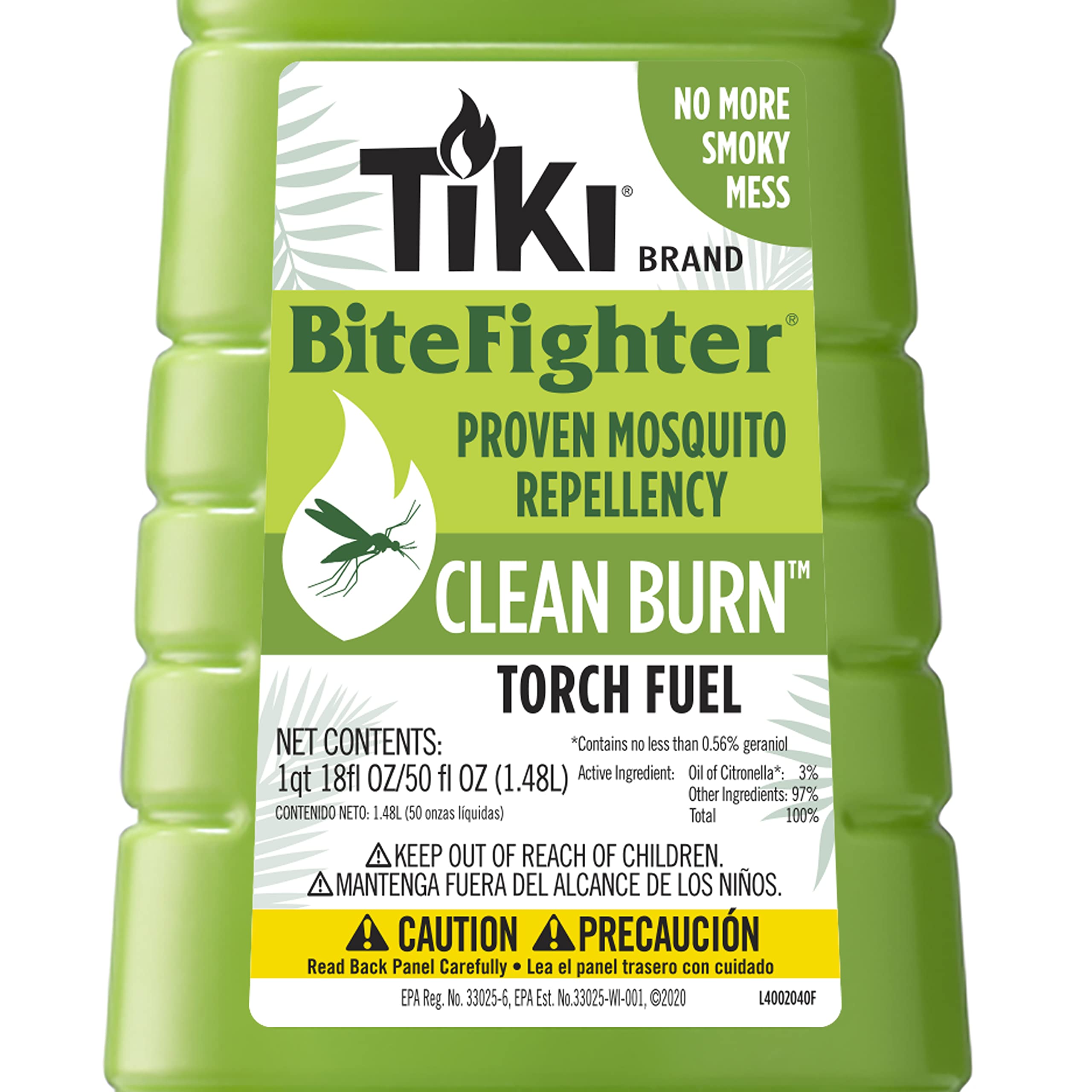 TIKI Brand 1223080 50 Ounce Tiki Torch Clean Burn Bitefighter Fuel, Green
