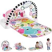 Fisher-Price Baby Activity Mat Glow and Grow Kick & Play Piano Gym, Portable Musical Toy with Smart Stages Learning, Ages 0+ Months, Pink