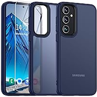Oterkin for Samsung Galaxy A35 5G Case Matte,[Frosted Translucent] Samsung A35 5G Case with [Tempered Glass Screen Protector][Silky Touch][12FT Military Grade] Galaxy A35 5G Phone Case (Blue)
