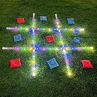 Outdoor Games Giant Tic Tac Toe Games, Yard Lawn Games with Light Glow in Dark for Family Adults and Kids