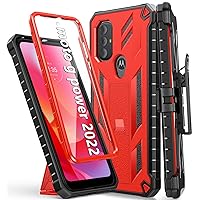 WTYOO for Motorola Moto G Power 2022 Case: Moto G Play 2023 Case with Belt Clip Holster Built-in Screen Protector Kickstand Military Grade Heavy Duty Dual-Layer Rugged Shockproof Protective Cover-Red