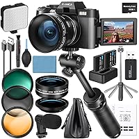 4K Digital Cameras for Photography, 48MP Vlogging Camera for YouTube with Microphone & Tripod Grip, Video Camera with Wide-Angle&Macro Lens, Content Creator Kit & Travel Camera（Grey）