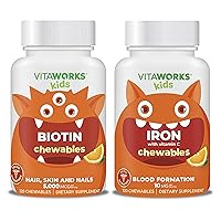 Kids Biotin 5000mcg Chewables + Iron 10mg + Vitamin C Chewables Bundle
