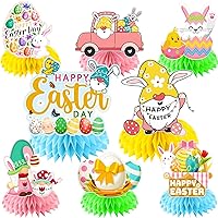8Pcs Easter Table Decorations,3D Easter Decorations for Table Easter Gnome Honeycomb Centerpieces Bunny Egg Easter Decorations Honeycomb Centerpieces, Happy Easter Centerpieces for Tables