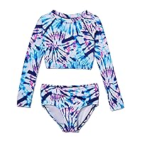 Kanu Surf Girls Long Sleeve Rashguard Upf 50 Two Piece Swim Set