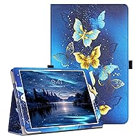 GUAGUA Case for iPad 10.2-Inch (9th/8th/7th Generation, 2021/2020/2019), iPad Air 3(2019) Blue Butterfly PU Leather Folding Stand Multiple Viewing Angles Cover iPad Pro 10.5(2017) for Men Women Gifts