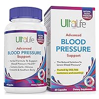 Top High Blood Pressure Support Supplements by UltaLife - Natural Hypertension Pills with Hawthorn, Garlic, Hibiscus & Forskolin. Vitamins & Herbs to Lower BP. Premium Heart & Circulatory Support Pill
