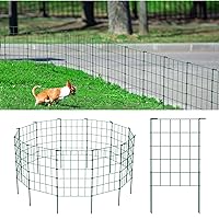 OUSHENG 20ft Green Garden Fence for Dog, Easy Assembly Decorative Fencing Rustproof Metal Wire Panel Border for Outside, Small Animal Barrier for Yard Outdoor, Grids