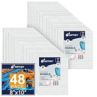 Artkey Canvases for Painting 8x10 Inch 48-Pack, 10 oz Primed 100% Cotton White Blank Flat Canvas Boards, Art Paint Canvas Panels for Acrylic Oil Watercolor Tempera Paints