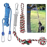 HOPET Dog Outdoor Bungee Solo Hanging Toy, Tether Tug of War Dog Toys for Pitbull Small Large Aggressive Chewers Dogs to Exercise, Durable Interactive Dog Tug Toy with Metal Spring Kit, Dog Rope Toys