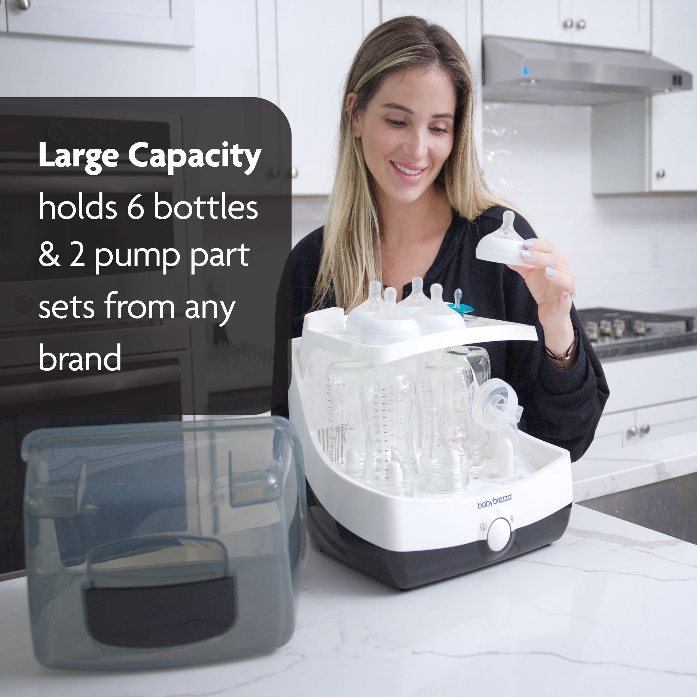 Baby Brezza Superfast - Just 10 Minutes - Baby Bottle Sterilizer + Dryer - Electric Steam Sterilization – Universal Sterilizing for All Bottles: Plastic + Glass + Pacifiers + Breast Pump Parts
