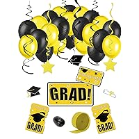 Congrats Grad 38pc Decoration Graduation Pack - School Colors Yellow Black