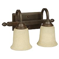 Craftmade 15214AG2 Vanity Light with Tea-Stained Glass Shades, Aged Bronze Finish