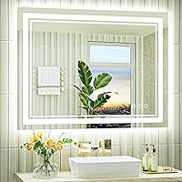 40x30 LED Bathroom Mirror with Lights, Backlit + Front Lit, Anti-Fog Lighted Vanity Mirror for Bathroom Wall, Dimmable LED Vanity Mirror with 3 Colors, Memory, Waterproof, Horizontal/Vertical