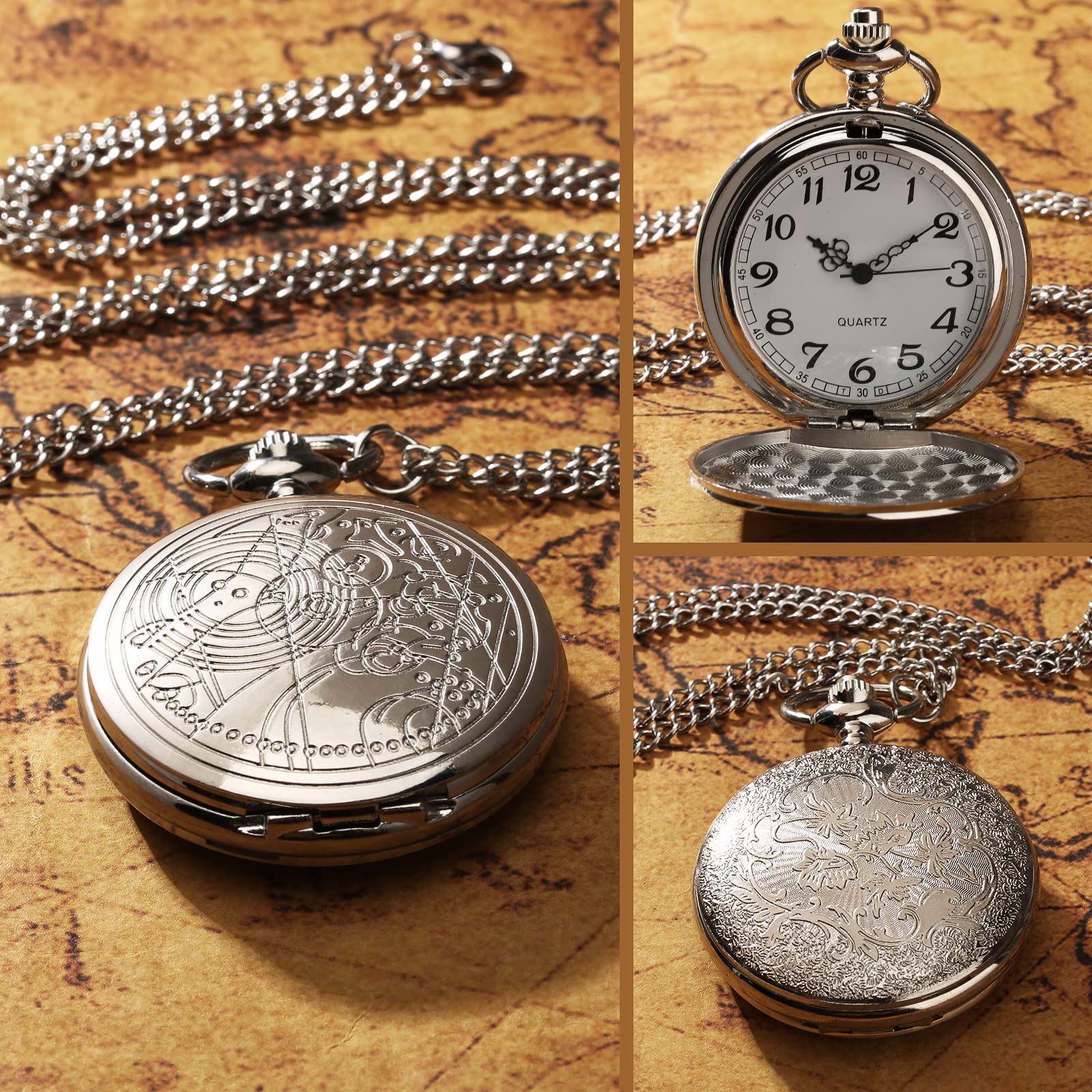 YISUYA Vintage Pocket Watches for Men Boy, FOB Pocket Watch with Chain, Christmas Gifts, Father's Day Gifts, Valentine's Day Gifts, Birthday Gifts, Necklace Gifts for Women, Gift Box and Card