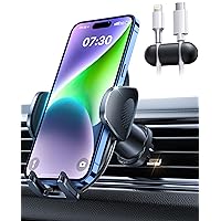 Phone Mount for Car Vent [Upgraded Steel Clip],Sturdy Adjustable Shockproof Car Phone Holder,Handsfree Cell Phone Stand Cradle for iPhone 15 14 13 Pro Max Samsung Universal Cellphone Pickup,Black