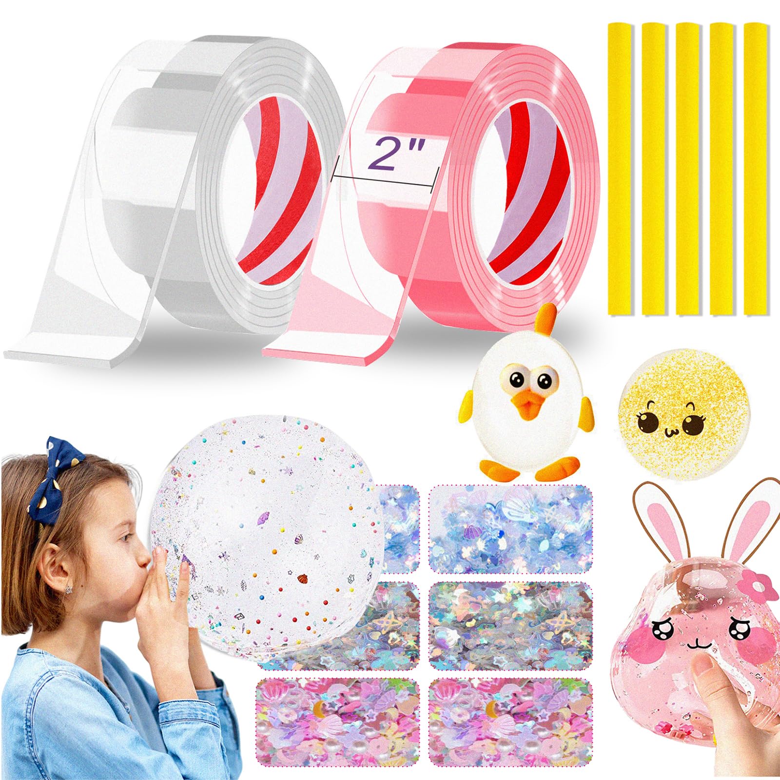 Comprar Nano Tape Bubble Kit for Kids,(13.5 FT × 2inch) Nano Tape Bubbles  Balloon DIY Kit Elastic Nano Bubble Tape Party Favors Gifts for Girls Boys Nano  Tape Squishy kit (with 5pcs